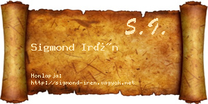 Sigmond Irén névjegykártya